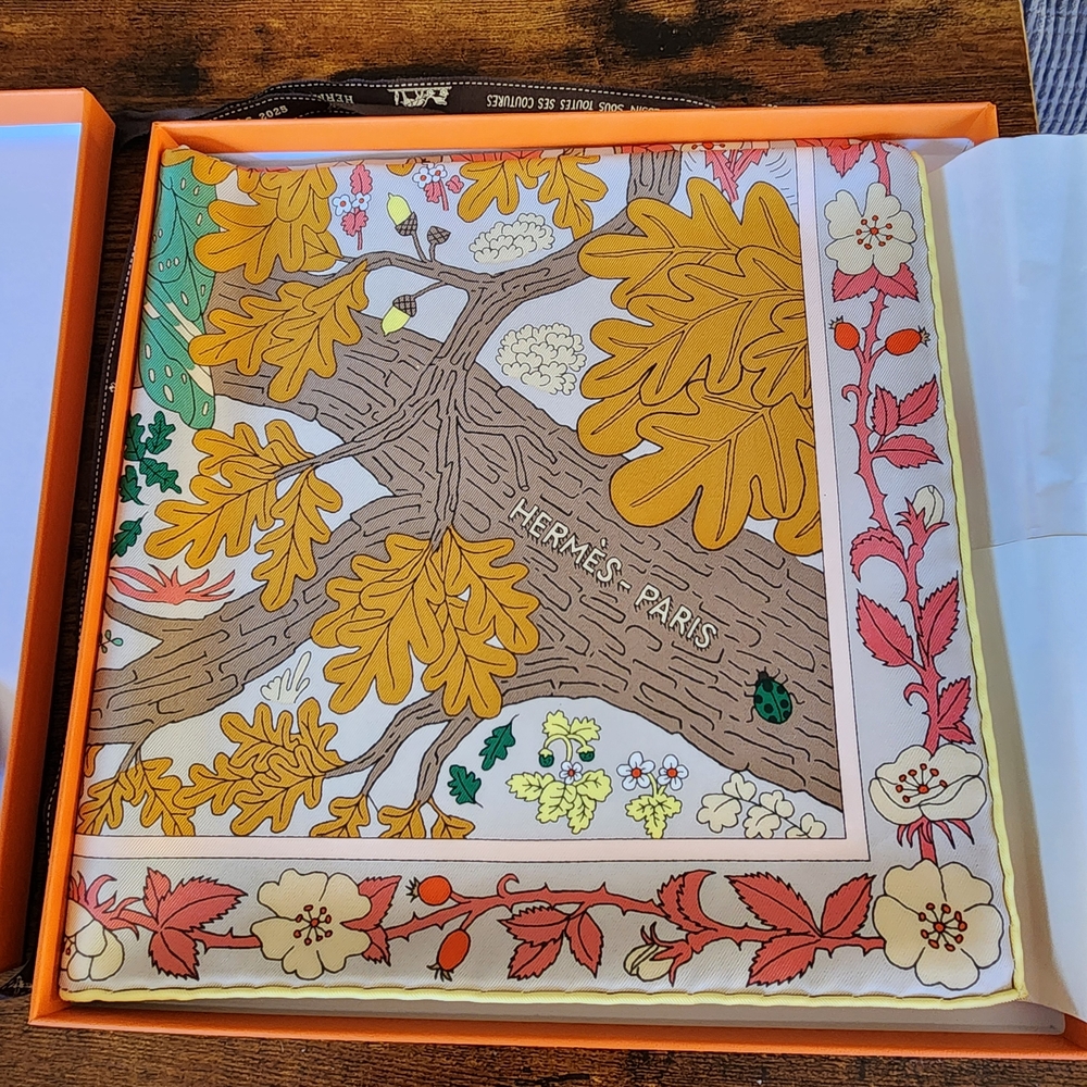 Hermes Multicolor Autumn Leaves Scarf